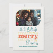 レトロなオレンジ ポップ モダン ドゥードル クリスマス フォト (正面)