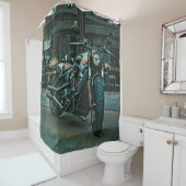 レトロなオートバイのバイクの贈り物 シャワーカーテン (インサイチュ)