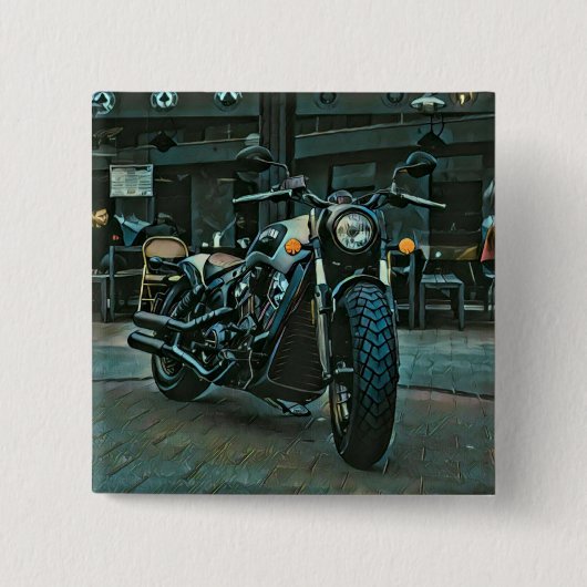 レトロなオートバイのバイクの贈り物 缶バッジ (正面)