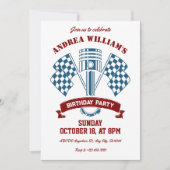 レトロなオートバイのレーシングマシン 招待状 (正面)