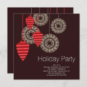 レトロなオーナメント ホリデーパーティーの招待状 招待状 (正面/裏面)