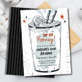 レトロなカクテル ドリンクをテーマにしたスタイリッシュな40歳の誕生日 招待状