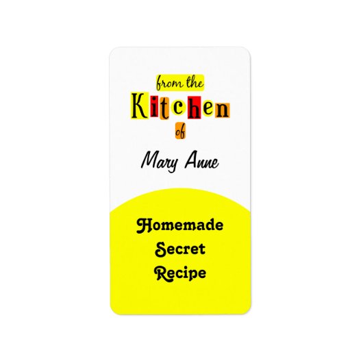 レトロなカスタム缶詰ラベルのキッチンから ラベル (正面)