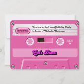 レトロなカセットテープのディスコバースデーパーティー 招待状 (正面)