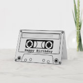 レトロなカセットテープ 80年代の誕生日音楽 カード (正面)