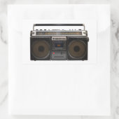 レトロなカセットプレーヤー音楽ステレオテープヴィンテージ 長方形シール (バッグ)