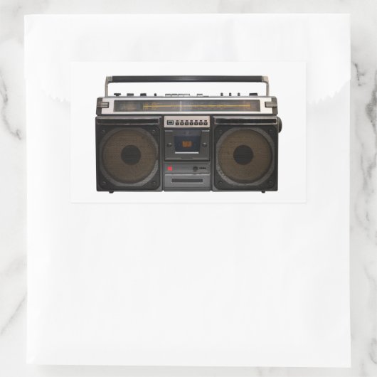 レトロなカセットプレーヤー音楽ステレオテープヴィンテージ 長方形シール (バッグ)