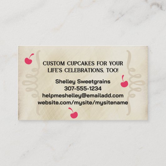 レトロなカップケーキベイカーフリリーエプロンベーキングビジネスc 名刺 (裏面)
