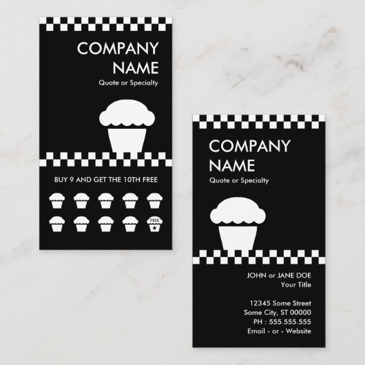 レトロなカップケ市松模様にーキパンカード ロイヤリティカード (正面/裏面)