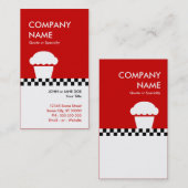 レトロなカップケ市松模様にーキ 名刺 (正面/裏面)