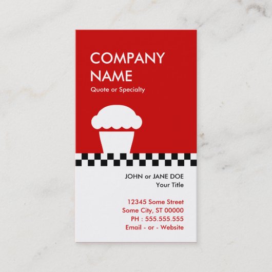 レトロなカップケ市松模様にーキ 名刺 (正面)