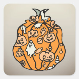 レトロなカボチャのスパークスとハロウィンのお菓子! スクエアシール