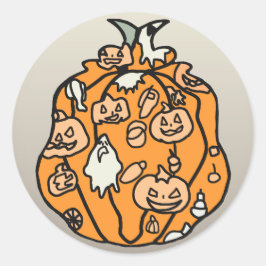 レトロなカボチャのスパークスとハロウィンのお菓子! ラウンドシール