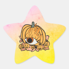 レトロなカボチャの炎の目 星シール