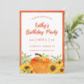 レトロなカボチャの秋の誕生日 招待状 (スタンド正面)
