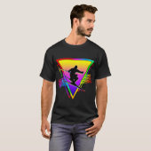 レトロなカラフルレインボー スキー Tシャツ (正面フル)