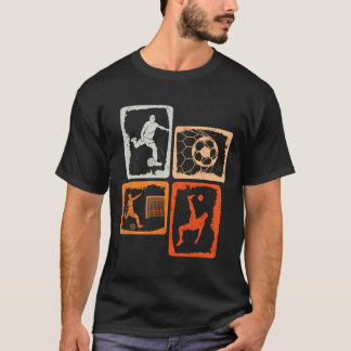 レトロなカラフル サッカー Tシャツ