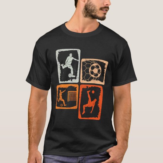 レトロなカラフル サッカー Tシャツ (正面)