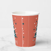 レトロなカリグラフィー ミニマリスト メリークリスマスツリー 紙コップ (左)