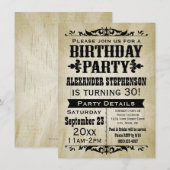 レトロなカントリー風誕生日パーティー招待状 招待状 (正面/裏面)