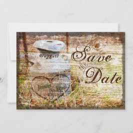 レトロなカントリー ヴィンテージ ミルク缶 Save the Date 招待状