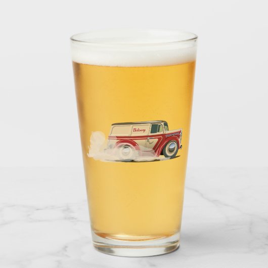 レトロなカートゥーンの配達車 タンブラーグラス (ドリンク正面)