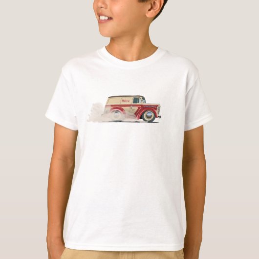 レトロなカートゥーンの配達車 Tシャツ (正面)
