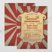 レトロなカーニバルスタイルのパーティーやシャワーの招待状 招待状 (正面/裏面)