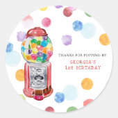 レトロなガンボール機 |子供の誕生日パーティー ラウンドシール (正面)