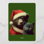 レトロなキツネザルと黒猫のクリスマス 箔シーズンカード (裏面)