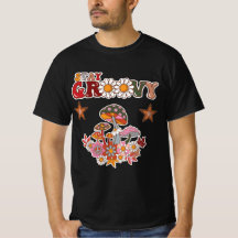 レトロなキノコとデイジーの花のビンテージスタイルでGroovyにいこう 