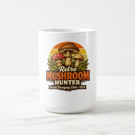 レトロなキノコハンター ヴィンテージ キノコ採取愛好家 コーヒーマグカップ (中央)