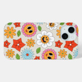 レトロなキャラクターの花 ウィムジカルで幸せな楽しい雰囲気 Case-Mate iPhoneケース (裏面 (横))