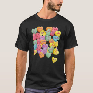 レトロなキャンディー コンバセーションハート 反バレンタインデー Tシャツ