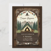 レトロなキャンプの誕生日の少年の招待 招待状 (正面)