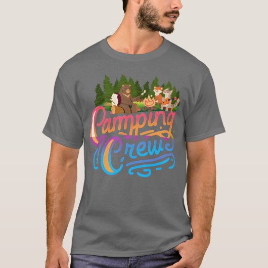 レトロなキャンプ隊のクマ Tシャツ (正面)