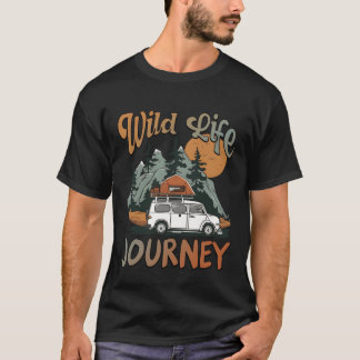 レトロなキャンプ・ワイルド・ライフ・ジャーニー Tシャツ