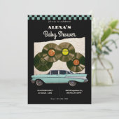 レトロなクラシック車のベビーシャワー 招待状 (スタンド正面)