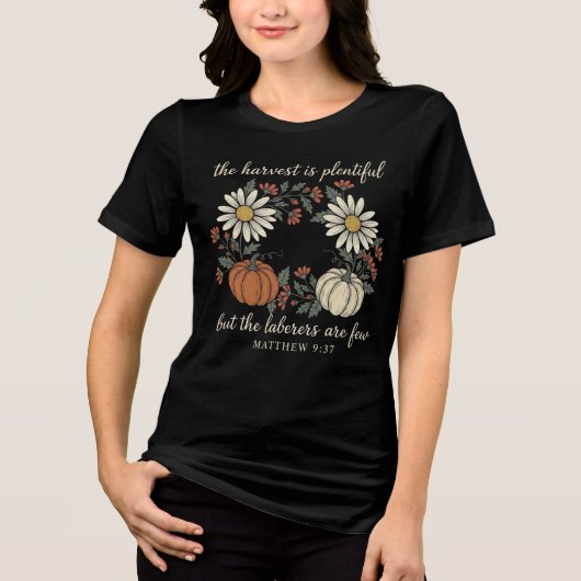 レトロなクリスチャン柄「収穫は豊か」 トライブレンドＴシャツ (正面)