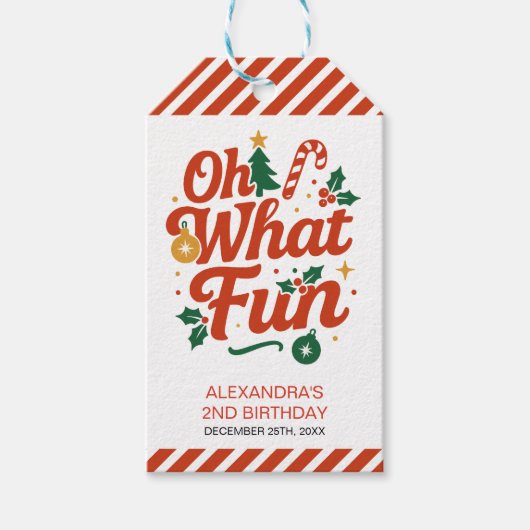 レトロなクリスマスお誕生日おめでとう  ギフトタグ (正面)