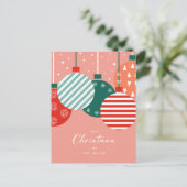 レトロなクリスマスのオーナメント - クラシックなホリデーの魅力 シーズンポストカード (スタンド正面)