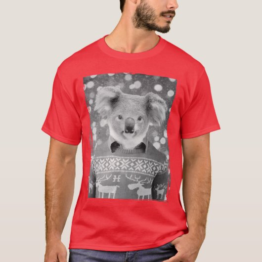 レトロなクリスマスのコアラ Tシャツ (正面)