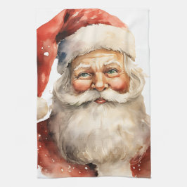 レトロなクリスマスのサンタクロース キッチンタオル