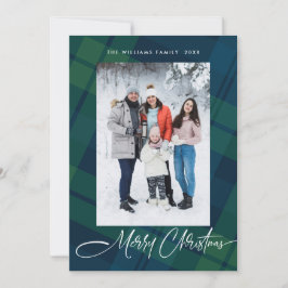 レトロなクリスマスのチェック柄5枚の写真のグリーティングカード シーズンカード