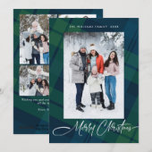 レトロなクリスマスのチェック柄5枚の写真のグリーティングカード シーズンカード (正面/裏面)