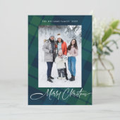 レトロなクリスマスのチェック柄5枚の写真のグリーティングカード シーズンカード (スタンド正面)