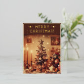 レトロなクリスマスのテーマの挨 箔シーズンポストカード (立ち正面)