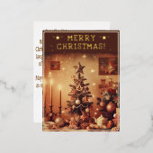 レトロなクリスマスのテーマの挨 箔シーズンポストカード (正面/裏面)
