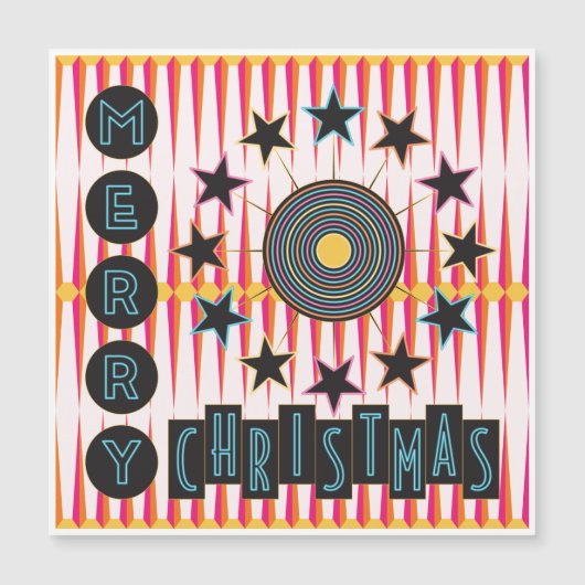 レトロなクリスマスのマグネットカード (正面)