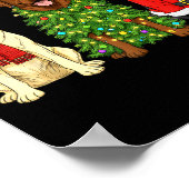 レトロなクリスマスのラブラドールレトリーバーサンタとトナカイ ポスター (角)